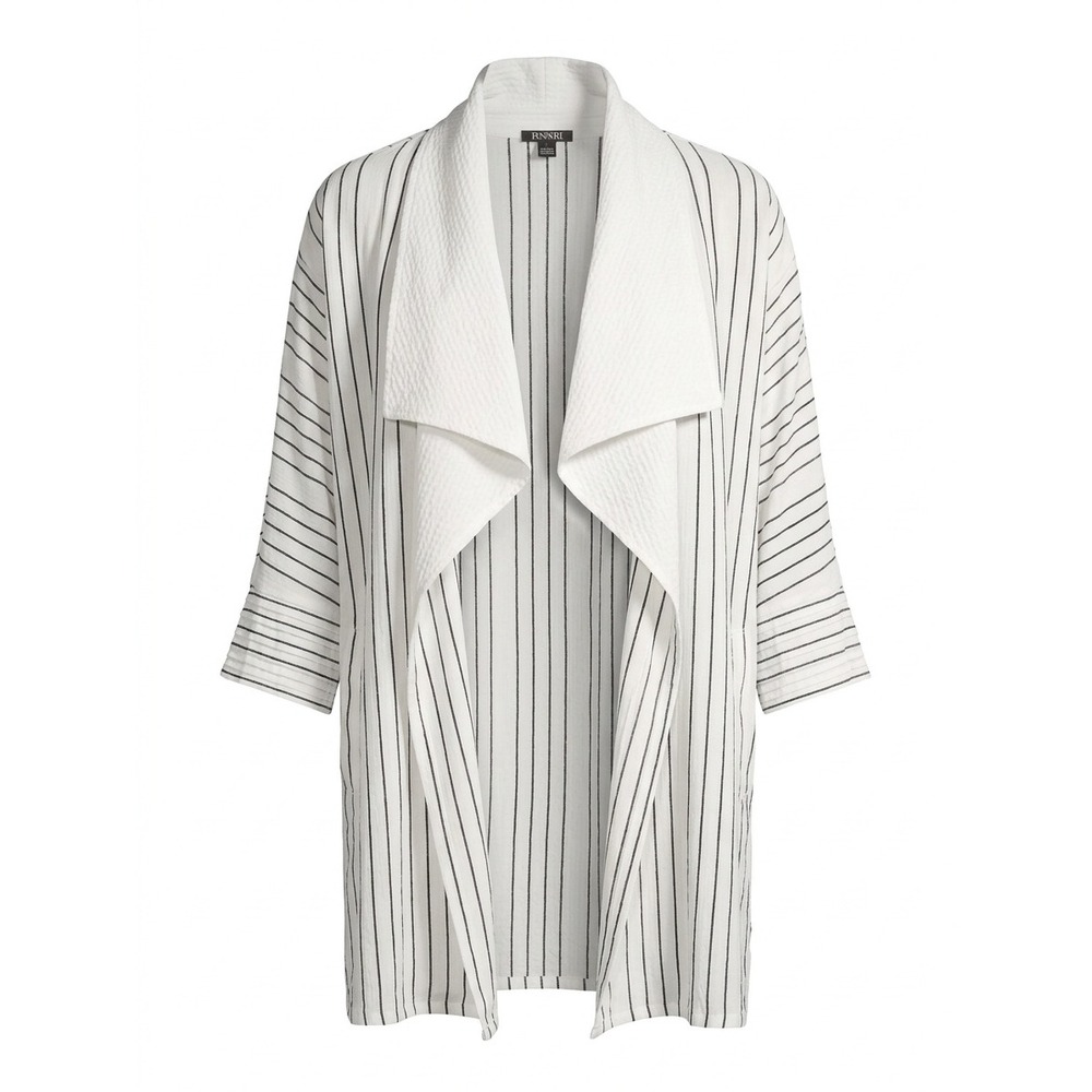 DAIRI Fashion Boho White Black Open Front Kimono Cardigan Duster Plus One Size